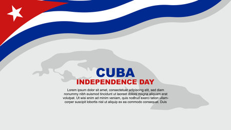 Cuba Independence Day is celebrated on October 10. Banner background design with Cuba flag and map. Vector illustrationのイラスト素材