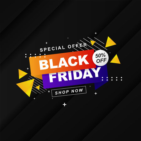 Black Friday sale, discount banner, poster and social media post template design. Vector illustrationのイラスト素材