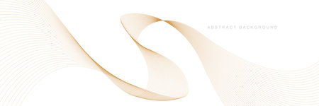 White background with gold line waves, Luxury banner background. Vector illustrationのイラスト素材