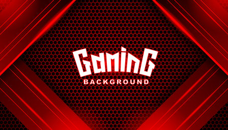 Abstract Dark Red Futuristic Gaming Background. 3D geometric Esport background with Dark Red hexagon pattern for banner. Vector Illustrationのイラスト素材