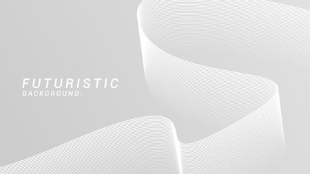 Gray white futuristic abstract background. flowing wavy lines texture background. Suitable for banners, posters, cards, wallpaper.のイラスト素材