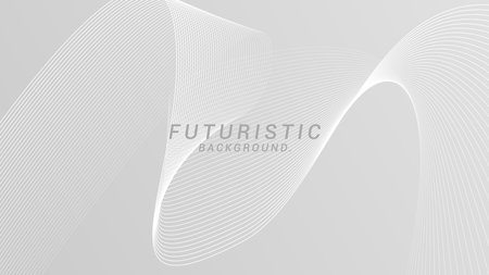 Gray white futuristic abstract background. flowing wavy lines texture background. Suitable for banners, posters, cards, wallpaper.のイラスト素材