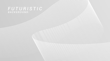 Gray white futuristic abstract background. flowing wavy lines texture background. Suitable for banners, posters, cards, wallpaper.のイラスト素材