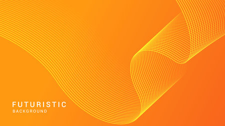 Abstract glowing wave lines on orange background. Dynamic wave pattern. Modern flowing wavy lines. Futuristic technology concept. Suit for banner, poster, cover, brochure, flyer, websiteのイラスト素材