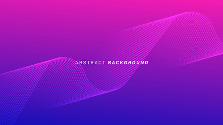 Abstract wave lines on pink blue gradient background. Futuristic technology concept suitable for banners, posters, presentations, web, cards and wallpapersのイラスト素材