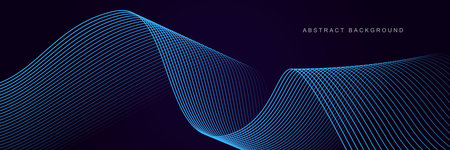 Dark purple abstract background with glowing waves. Shiny lines design element. Modern blue gradient flowing wave lines. Futuristic technology concept. Vector illustrationのイラスト素材
