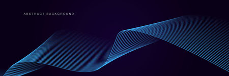 Dark purple abstract background with glowing waves. Shiny lines design element. Modern blue gradient...