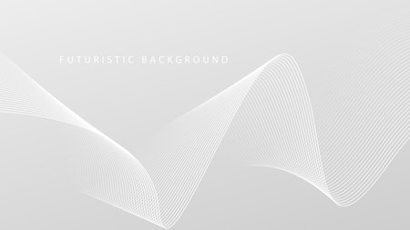 Futuristic gray white abstract background with shining wave lines pattern for banner, wallpaper, cover. Vector illustrationのイラスト素材