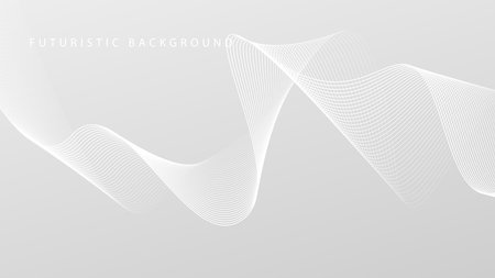 Futuristic gray white abstract background with shining wave lines pattern for banner, wallpaper, cover. Vector illustrationのイラスト素材
