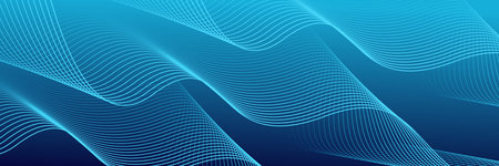 Dark blue abstract background with glowing wave lines. futuristic background Modern concept technology. Vector illustrationのイラスト素材