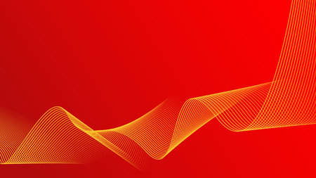 Abstract background, red color with luxurious gold line wavesのイラスト素材