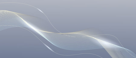 Modern gray and white background. Abstract Futuristic shining wave lines.のイラスト素材