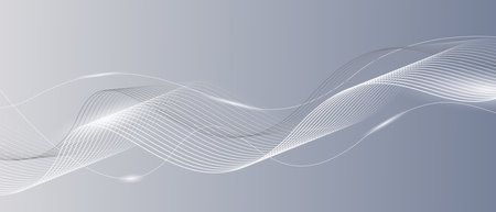 Modern gray and white background. Abstract Futuristic shining wave lines.のイラスト素材