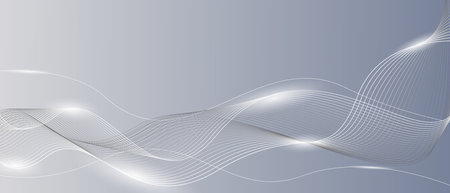 Modern gray and white background. Abstract Futuristic shining wave lines.のイラスト素材