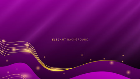Modern elegant purple background with geometric shapes. Luxury abstract background golden shining wave linesのイラスト素材