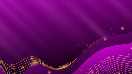 Modern elegant purple background with geometric shapes. Luxury abstract background golden shining wave linesのイラスト素材