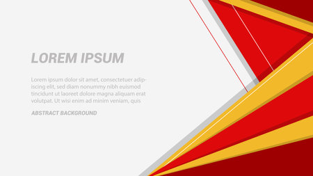 Red and yellow geometric abstract shapes on white background. Modern geometric background for banner, poster, business, advertising, presentation, coverのイラスト素材