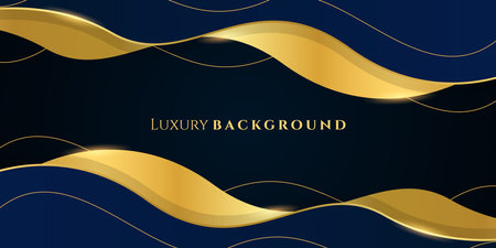 Elegant dark blue and gold luxury abstract background suitable for banner, award, celebration, anniversary, promotion, advertisementのイラスト素材
