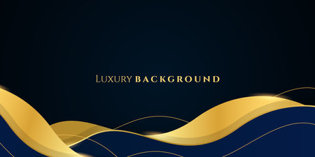 Elegant dark blue and gold luxury abstract background suitable for banner, award, celebration, anniversary, promotion, advertisementのイラスト素材