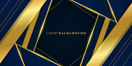 Elegant dark blue and gold luxury abstract background suitable for banner, award, celebration, anniversary, promotion, advertisementのイラスト素材