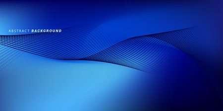 Abstract blue gradient background with wavy lines. Minimalist background for banners, posters, covers, brochures, flyers, and websites.のイラスト素材