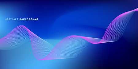 Abstract blue gradient background with wavy lines. Minimalist background for banners, posters, covers, brochures, flyers, and websites.のイラスト素材