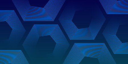 Dark blue background with hexagon geometric lines pattern. Abstract shiny hexagon lines. Futuristic technology conceptのイラスト素材