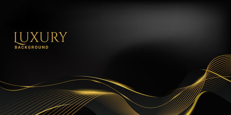 Premium luxury black background design with gold shining line ornament. Design for awards, banners, celebrations, advertisements, anniversaries.のイラスト素材
