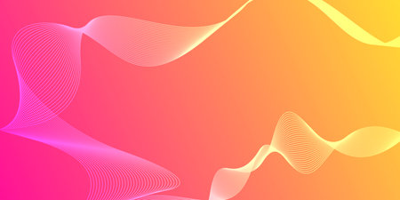 Dynamic abstract background with Modern pink orange gradient wave lines. Design for banner, poster, presentation, flayer, landing page, websiteのイラスト素材