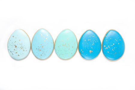 Easter cookies on a white background, Easter eggs, Easter cookies, Place for text,の写真素材