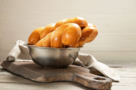 Delicious pastries.Tasty buns.Delicious Pigtail Buns