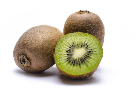 Kiwi fruit in white backgroundの写真素材