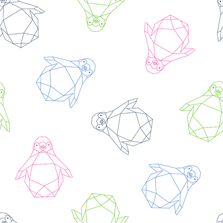 Geometric penguin shapes pattern.のイラスト素材