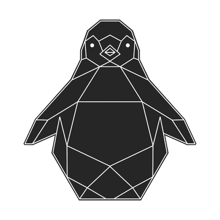 Black geometric penguin shape image.のイラスト素材