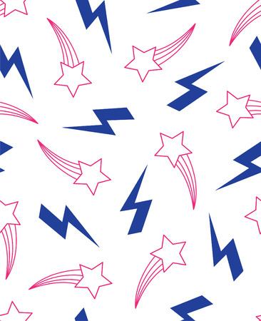 Seamless pattern with shooting stars and lightning.のイラスト素材