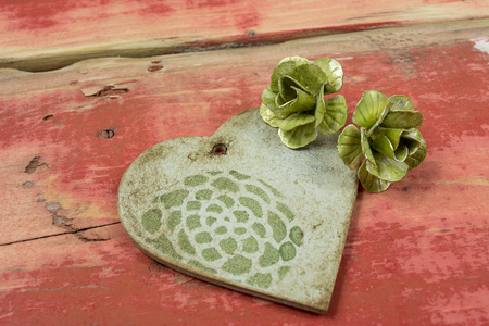 Wooden heartの写真素材