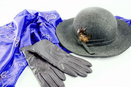 Hat, gloves and shawlの写真素材