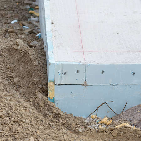 close up of foundation on a construction siteの写真素材