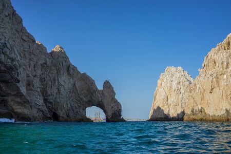 Rock Formations around the Arch in Cabo San Lucas, Mexico.の写真素材