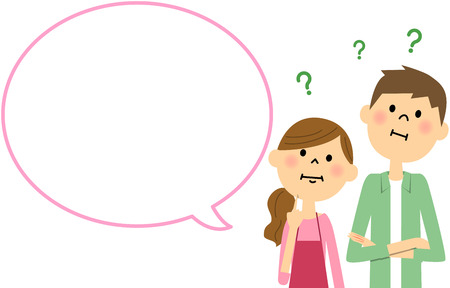 Young couple with blank text bubble and Balloonのイラスト素材