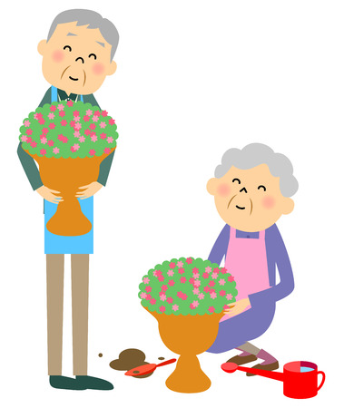 Elderly couple   gardeningのイラスト素材