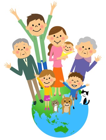 Earth and familyのイラスト素材