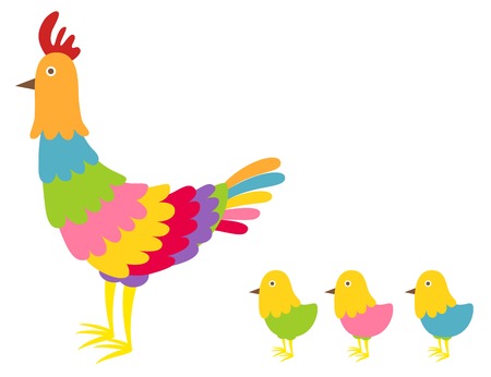 Hens and chicksのイラスト素材
