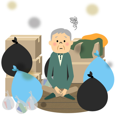 Trash and elderlyのイラスト素材