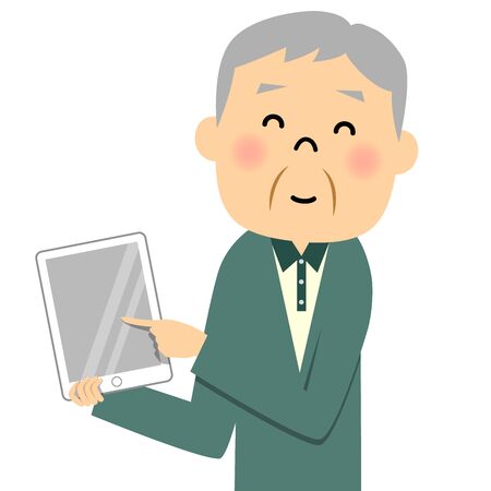Senior Grandpa Tabletのイラスト素材