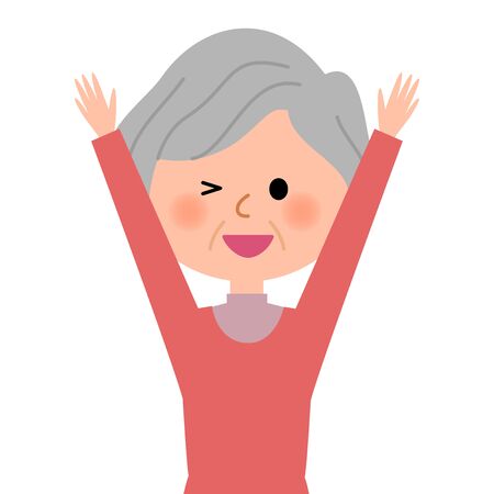 Elderly woman, Cheersのイラスト素材