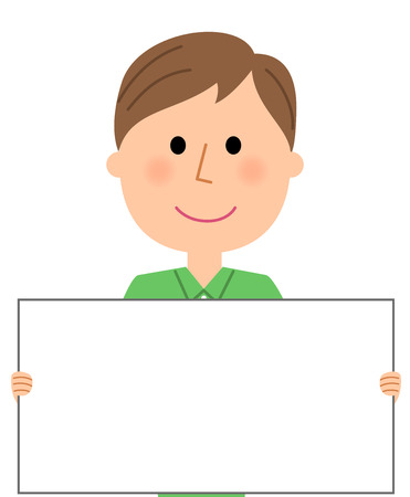 Young man, White boardのイラスト素材
