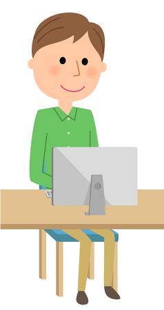 Young man, PCのイラスト素材