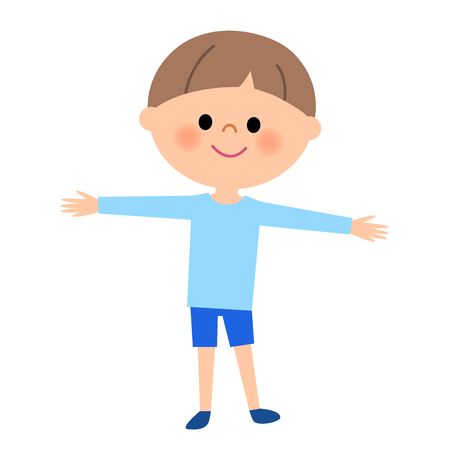 Young boy, Spread both handsのイラスト素材