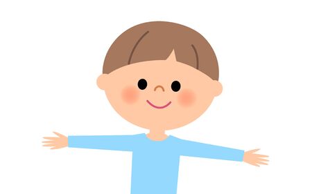 Young boy, Spread both handsのイラスト素材